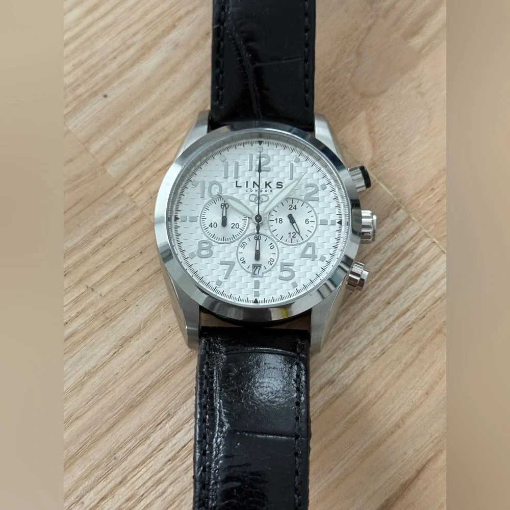 Links of London Chronograph Luxury Men’s Watch Stainless Case White Dial NWOT